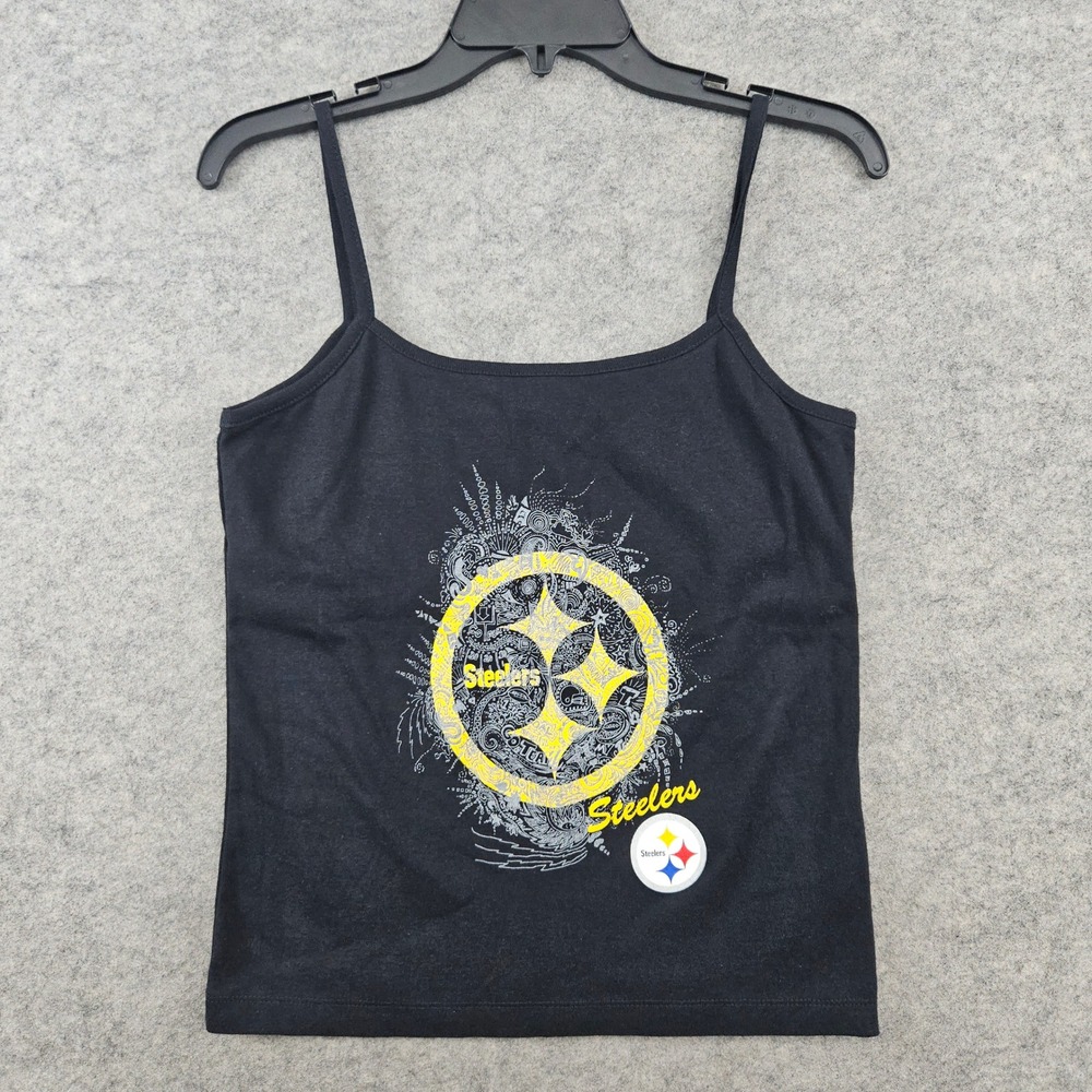 NFL For Her Pittsburgh Steelers Tank Top Women Large Black Graphic Cami Football